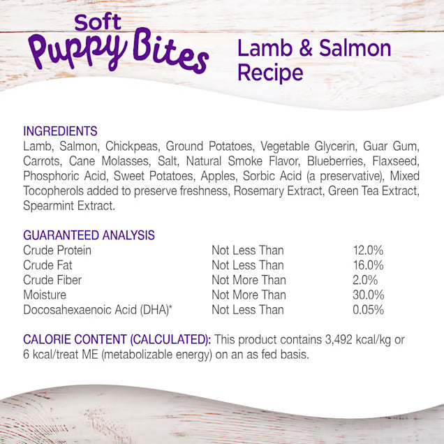 Wellness Complete Health Natural Grain Free Lamb & Salmon Recipe Soft Puppy Bites, 8 oz