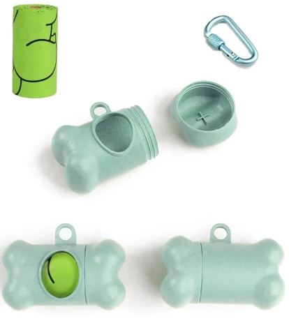 Doggy Poop Bag Dispenser With Comfortable Keychain Belt Collar Clip