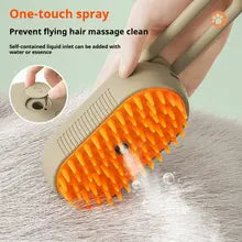 2025 New Defur Comb for Cats Dogs, 3 in 1 Steam Cat Brush Cat Steam Brush for Shedding & Grooming, Self Cleaning 3 in 1 Pet Brush Pet Grooming Brush with Spray (Khaki)